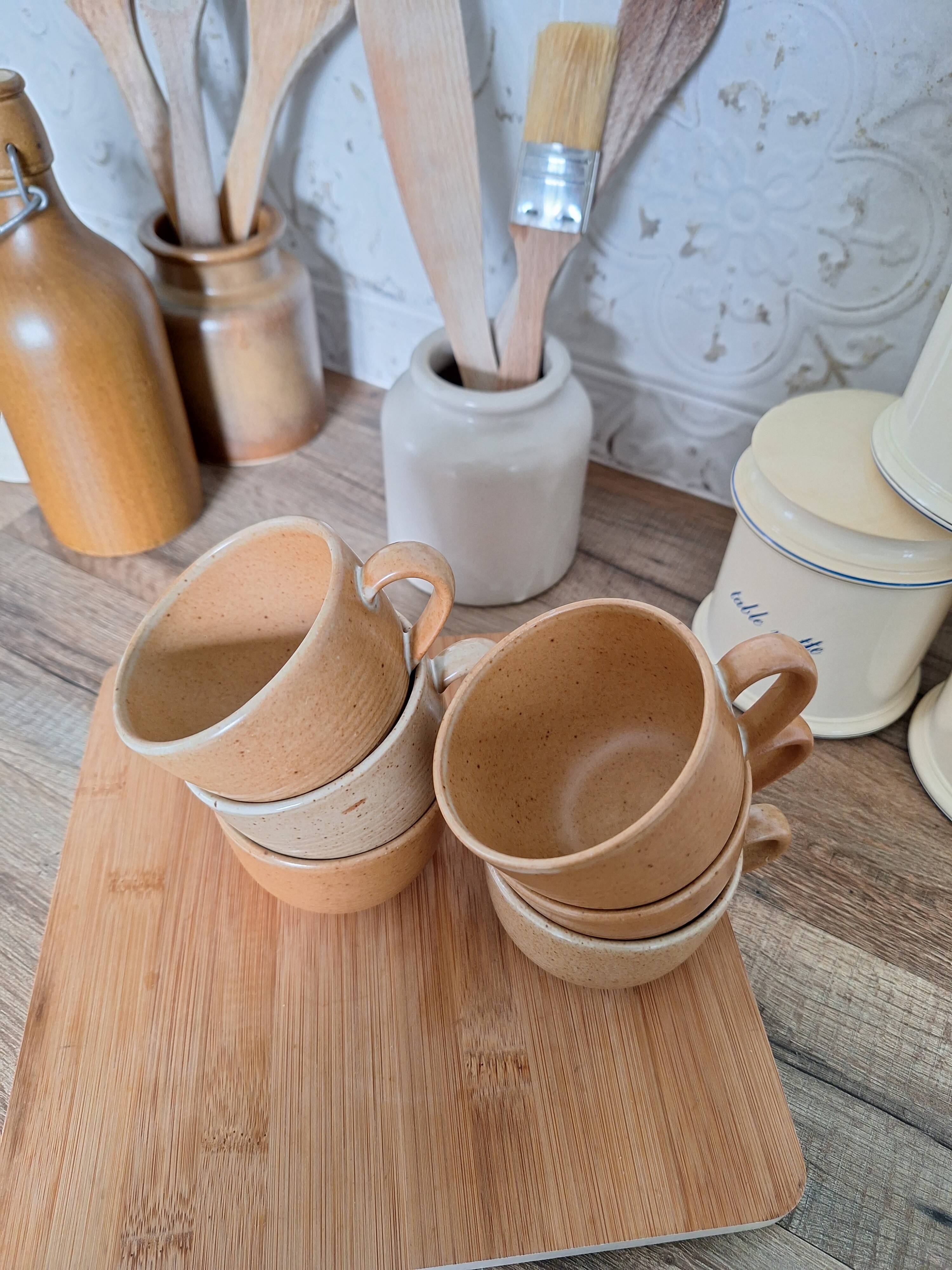 Vintage village stoneware mugs