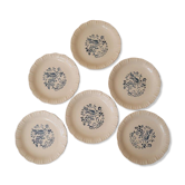 Set of 6 plates Digoin and Sarrguemines, Touraine model