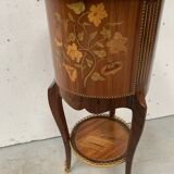 Transition style snack table in 20th century marquetry