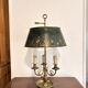 Three-Arm Bouillotte Lamp with Fire Shade, Green Tôle, Empire Directoire