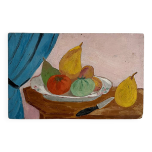 Peinture ancienne huile - fruits