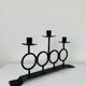 Vintage Brutalist Wrought Iron Triple Candle Holder