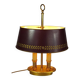 Lampe bouillote style Empire bronze doré abat-jour métal bordeaux C548