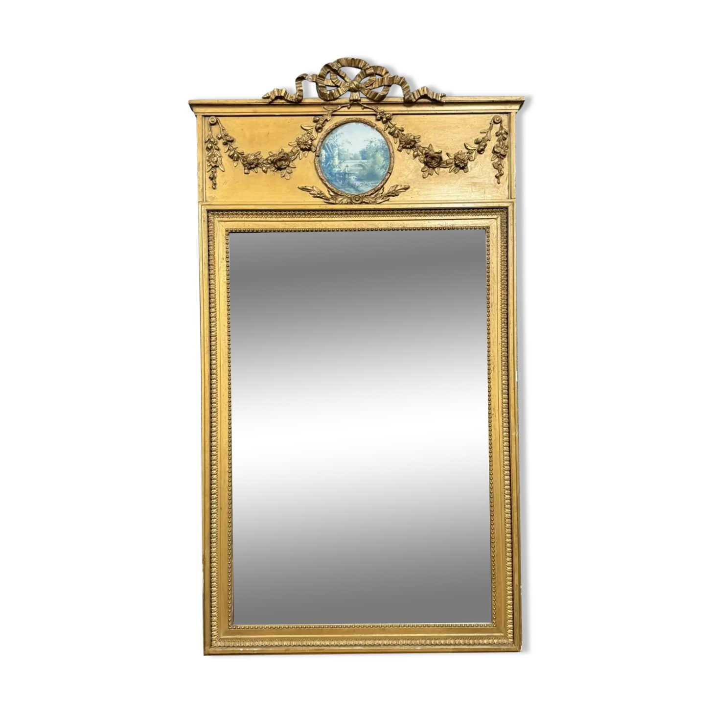 Miroir trumeau de style Louis XVI en bois doré époque circa 1900