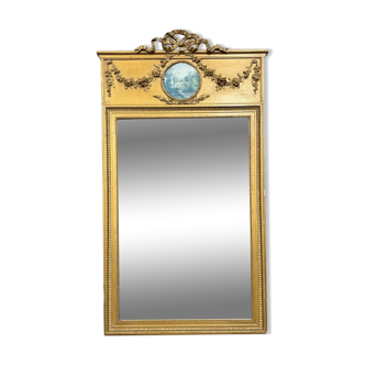 Miroir trumeau de style Louis XVI en bois doré époque circa 1900