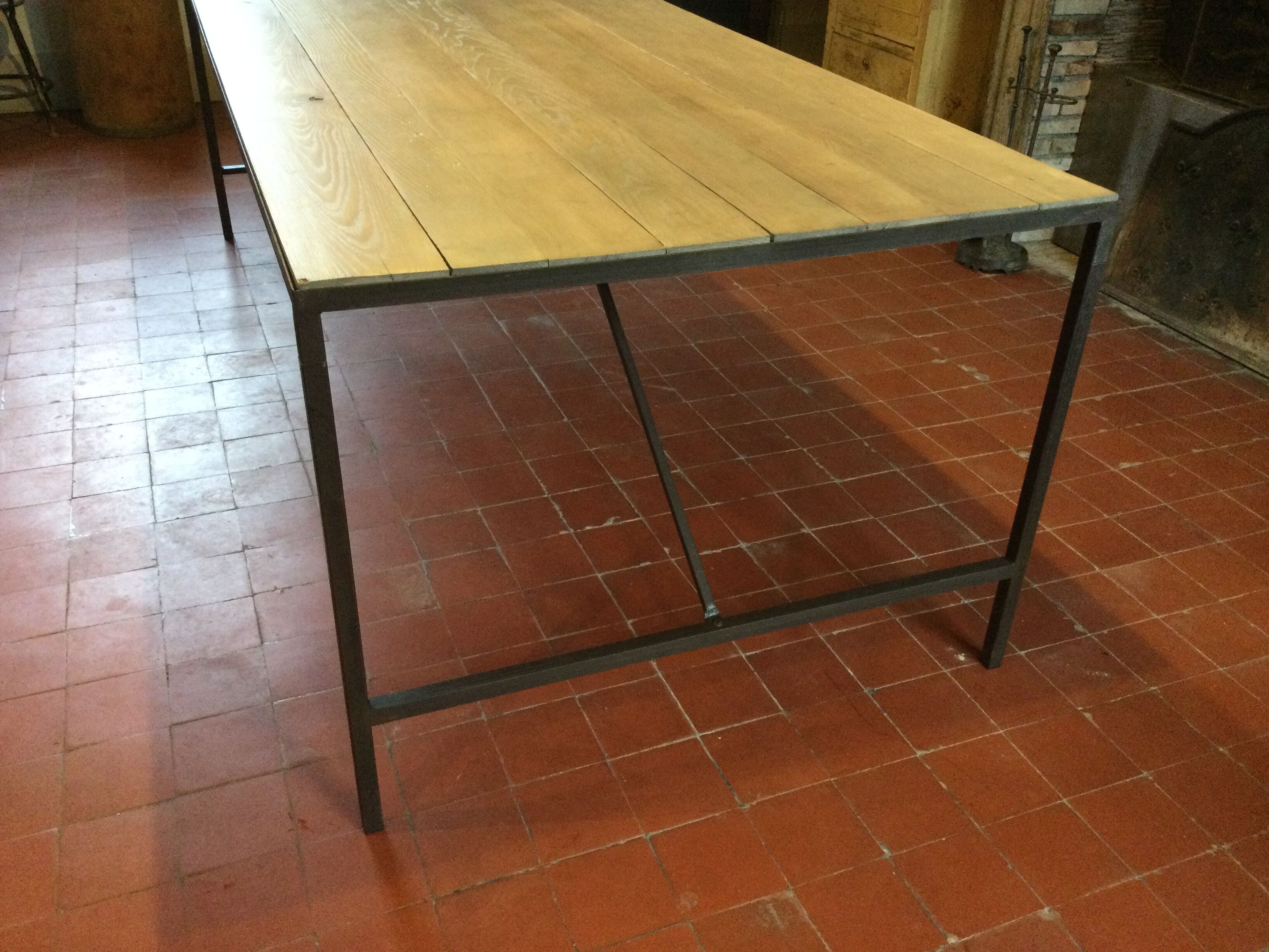 Wood and iron dining table