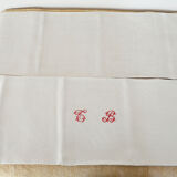 7 serviettes de table anciennes monogrammées