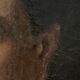 Portrait of a man in oil on canvas from the 19th century, an old painting dated 1885.