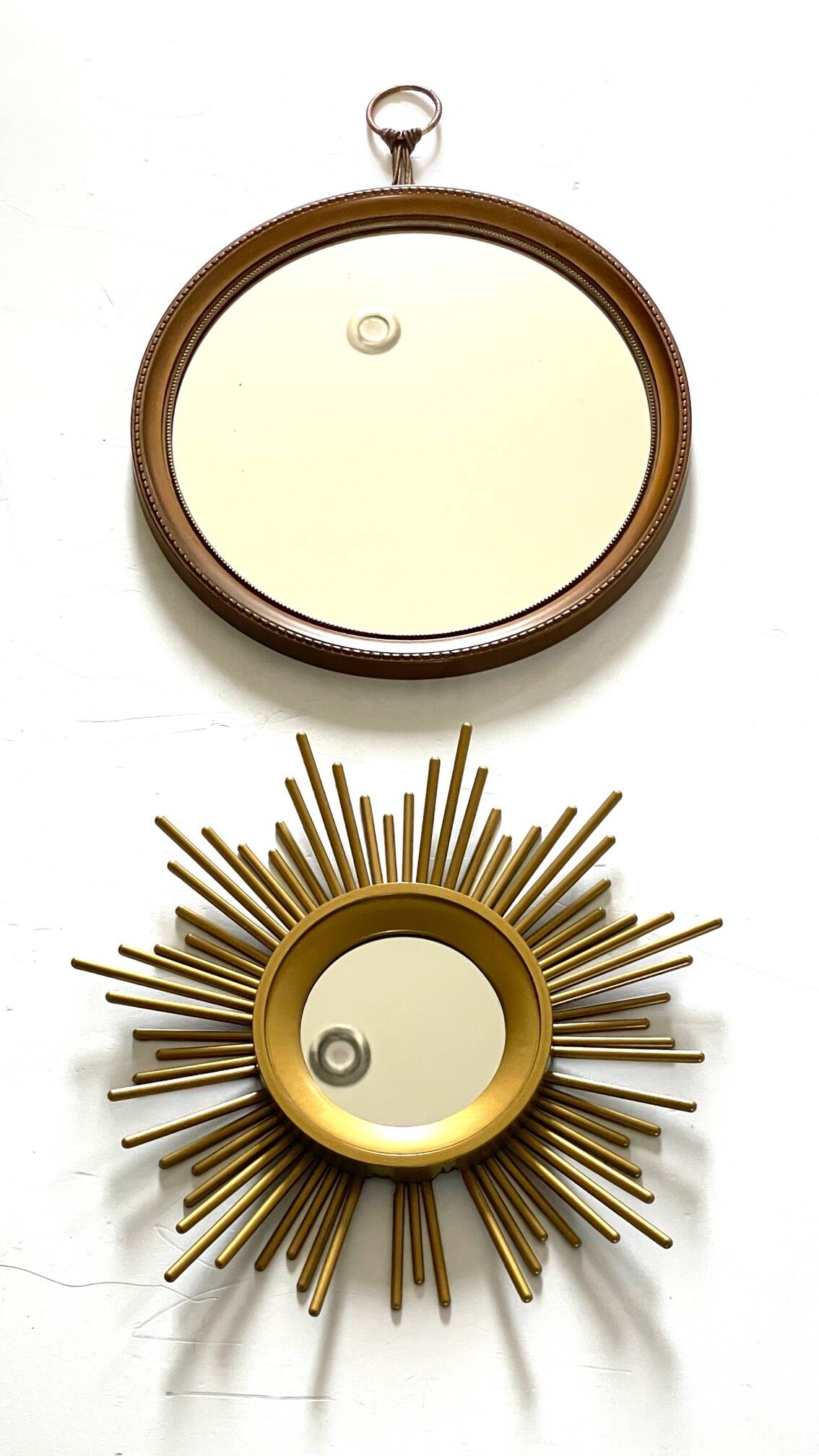 Duo of Vintage Golden SUN MIRRORS