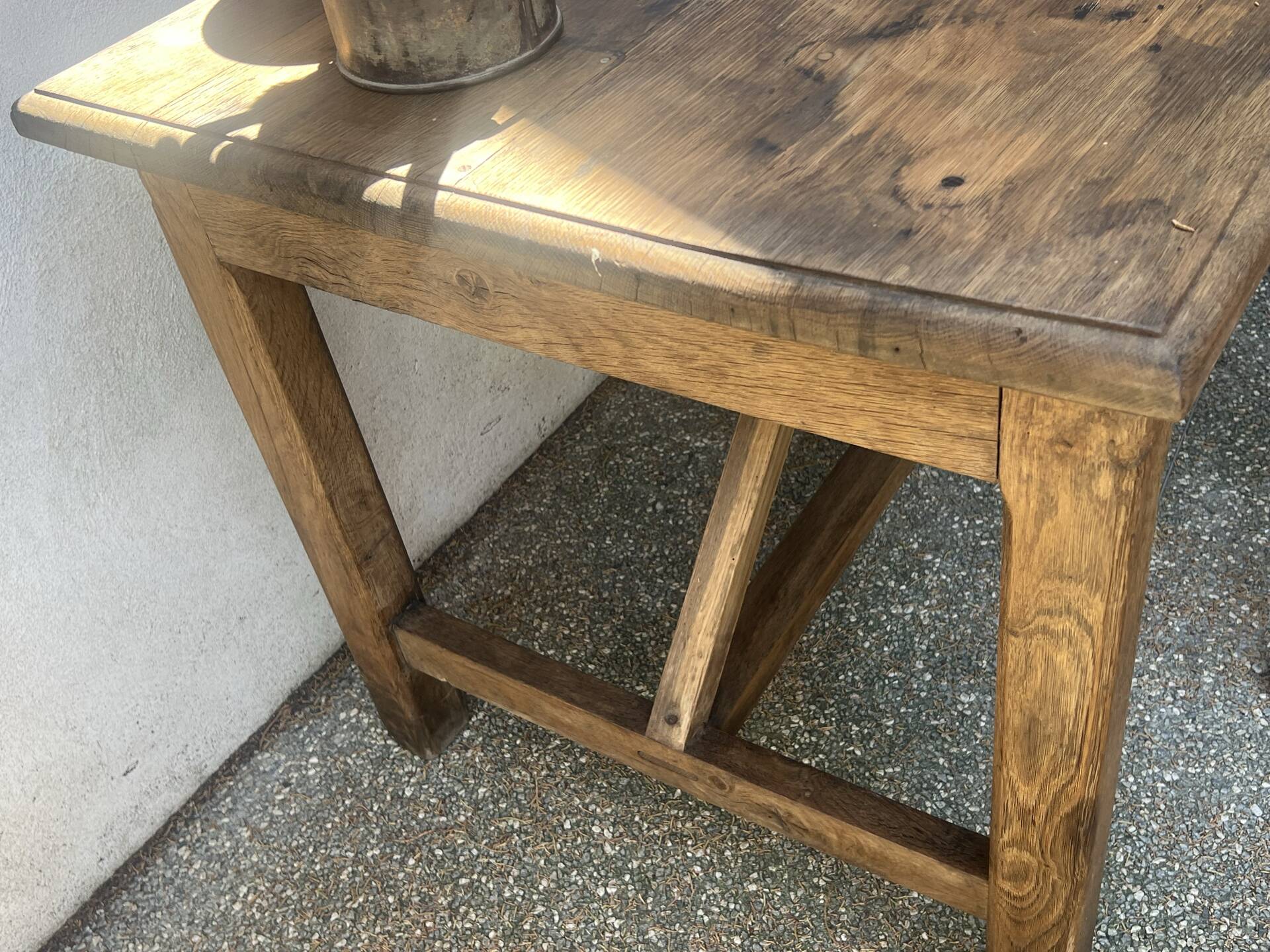 Old workshop desk made of solid wood