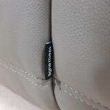 Michel Ducaroy's 2-seater mouse grey leather sofa for Ligne Roset