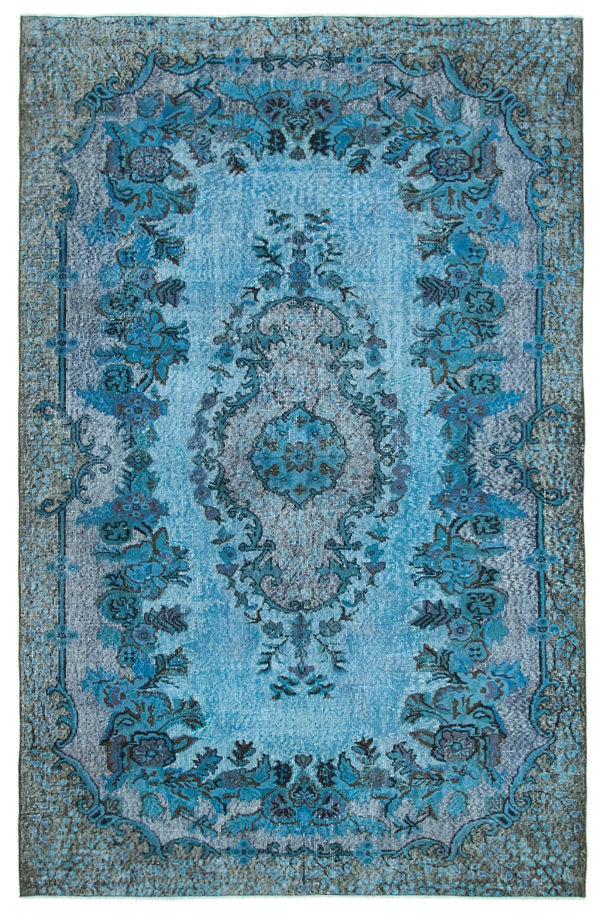 Handmade Bohemian Turkish 1970s 190 cm x 298 cm Blue Rug