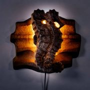 Brutalist ceramic Seahorse wall ight, 1970s