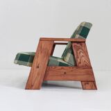 Canapé vintage en tissu à carreaux et bois, Italie