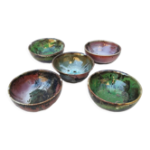 5 bowls Matthieu Liévois enamelled stoneware