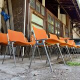 Set of 8 orange Castelli chairs