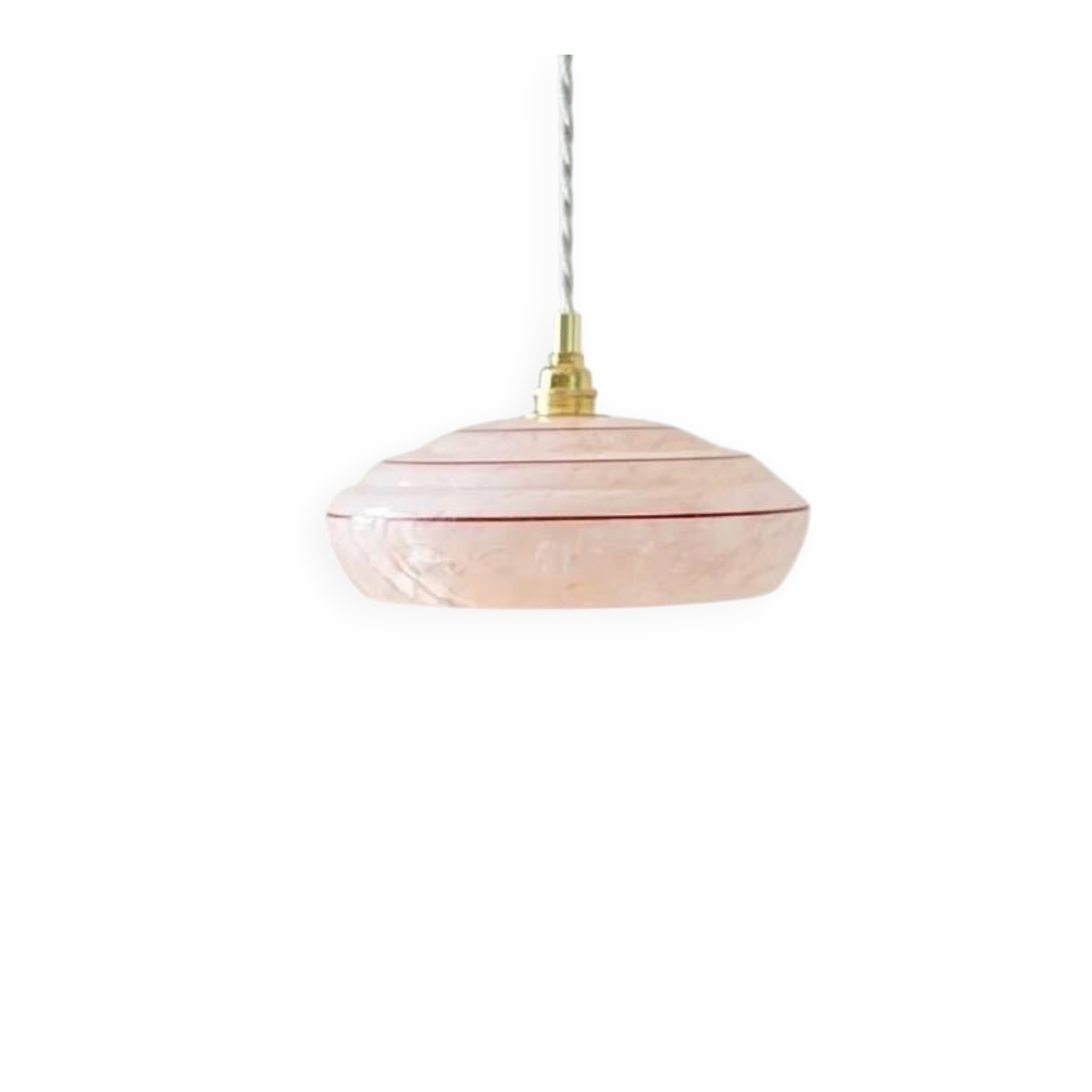 Clichy pink glass pendant with a rim