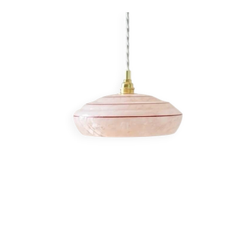 Clichy pink glass pendant with a rim