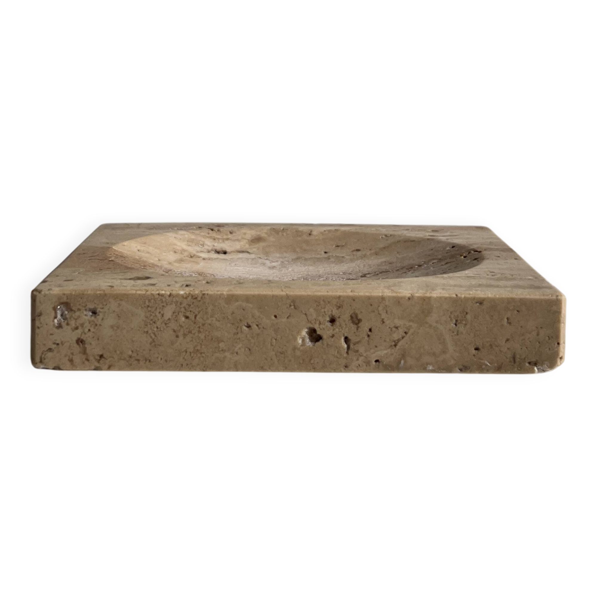Travertine soap dish / pocket emptier, Italy 1970