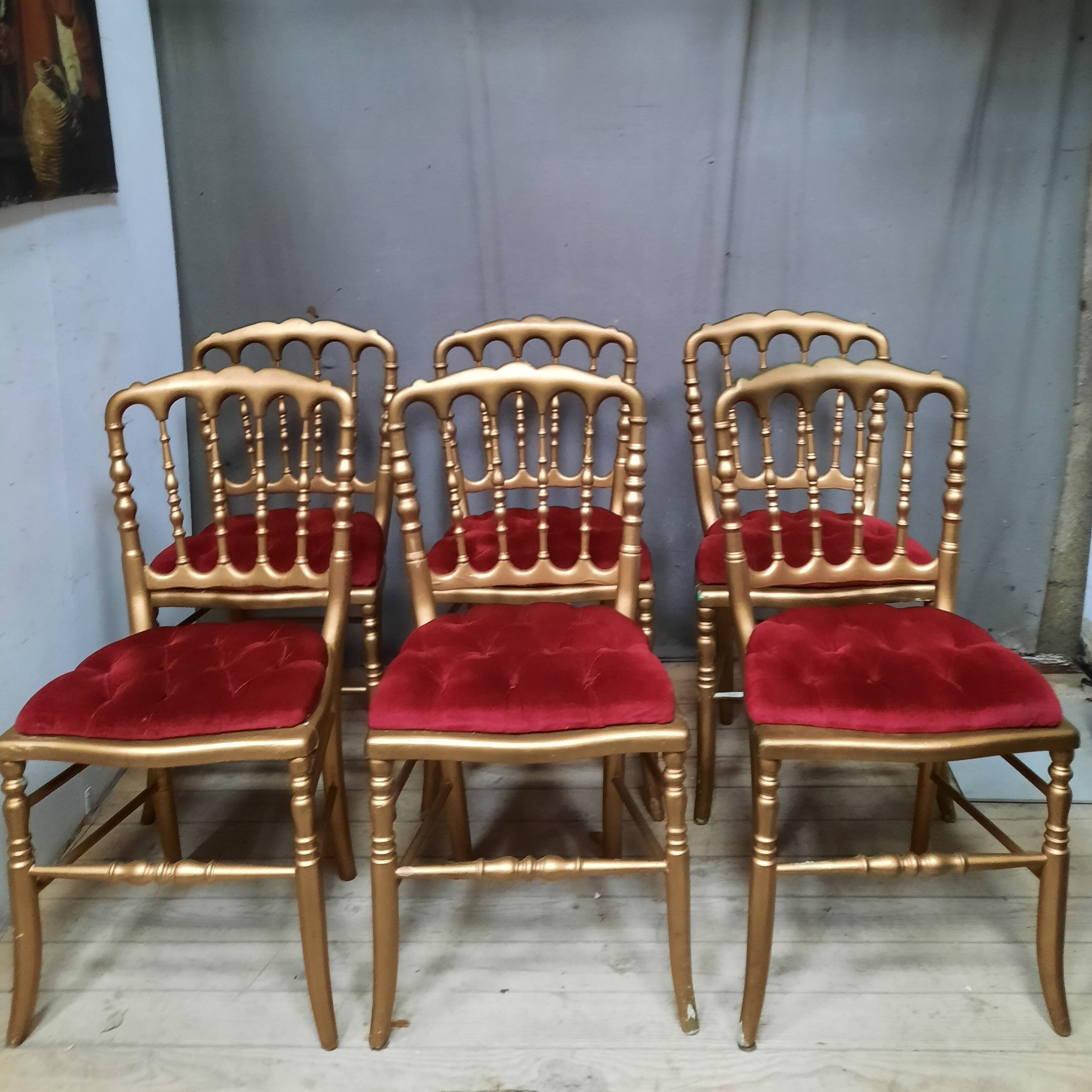 6 chaises de théâtre style Napoléon IIII