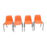 Set of 4 orange chairs 70s