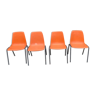 Set of 4 orange chairs 70s