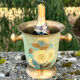 Cloisonne Brass champagne bucket with sunflower relief decoration