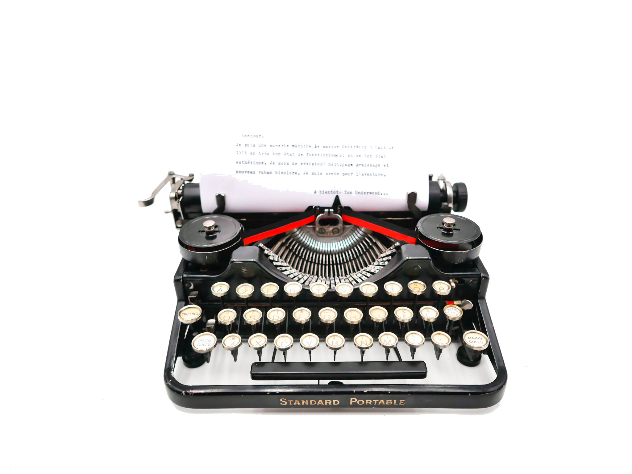 1926 new tape revised black tape underwood typewriter 3 bank