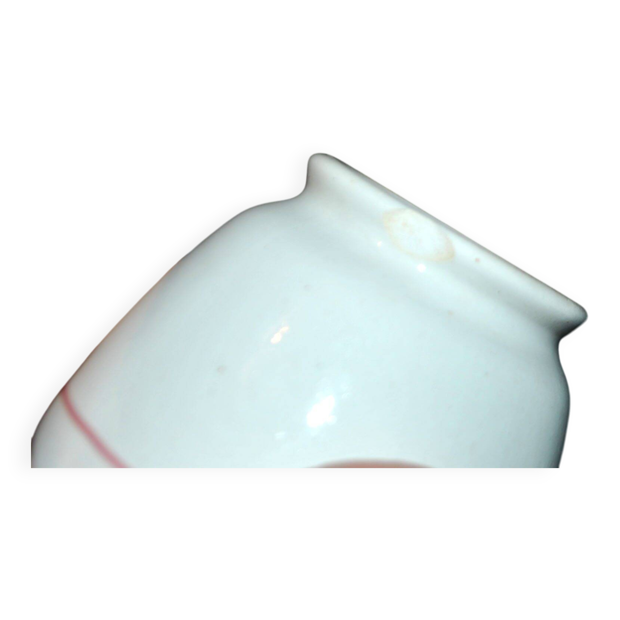 Sarreguemines earthenware milk jug - creamer in bamboo shape with stencil decoration 1920