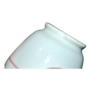 Sarreguemines earthenware milk jug - creamer in bamboo shape with stencil decoration 1920