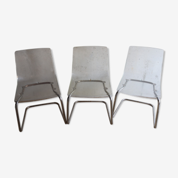 3 chaises Tobias Ikea en plexiglass