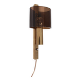 Danish Gilt Brass & Smoked Acrylic Glass Sconce from Hassel & Teudt, 1960s