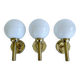 3 Vintage Scandinavian Glass and Brass Wall Lights