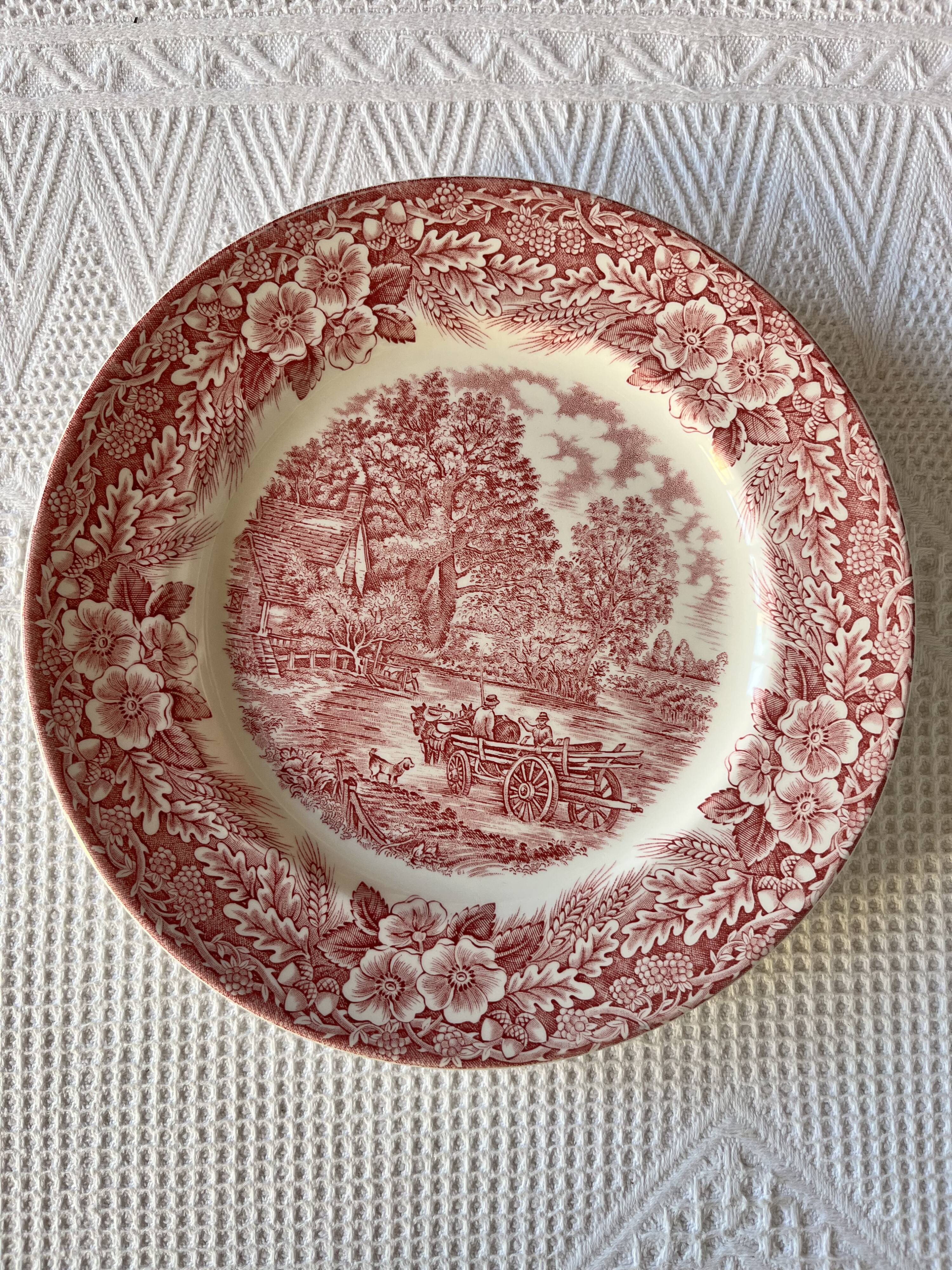 Series of 6 flat plates English earthenware