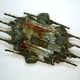 Large brutalist iron & ice Murano glass sconce / wall lamp, 1960s