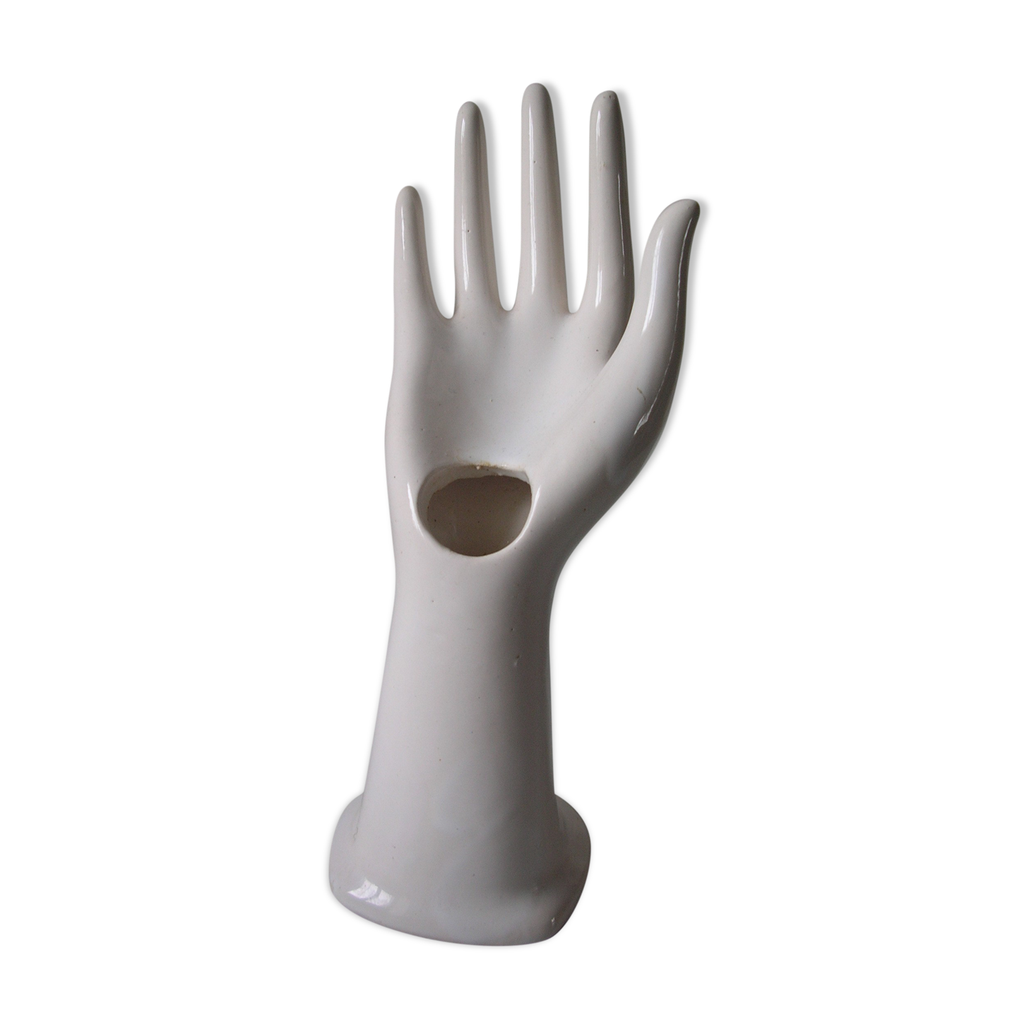 Old soliflore fig vase from the 1970s in the shape of a ceramic hand