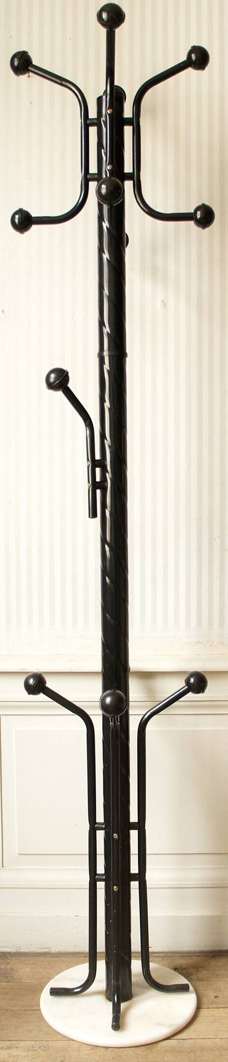 Parrot coat rack black metal & white marble 80's