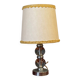 1950s lamp made up of two glass balls and a stainless steel base