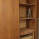Vintage oak wardrobe with mirror with two sliding doors, France 1960s