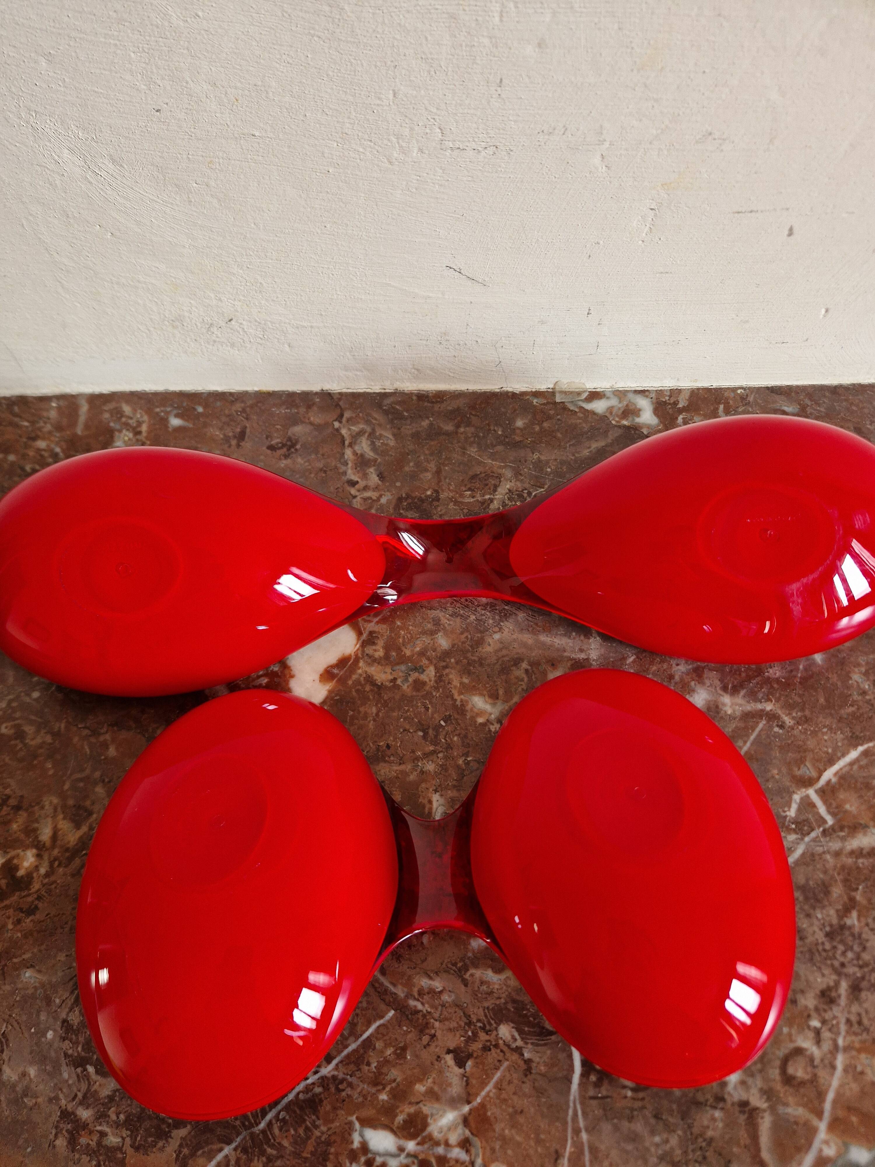 Guzzini vintage red/white aperitif server - Made in Italy 1970s