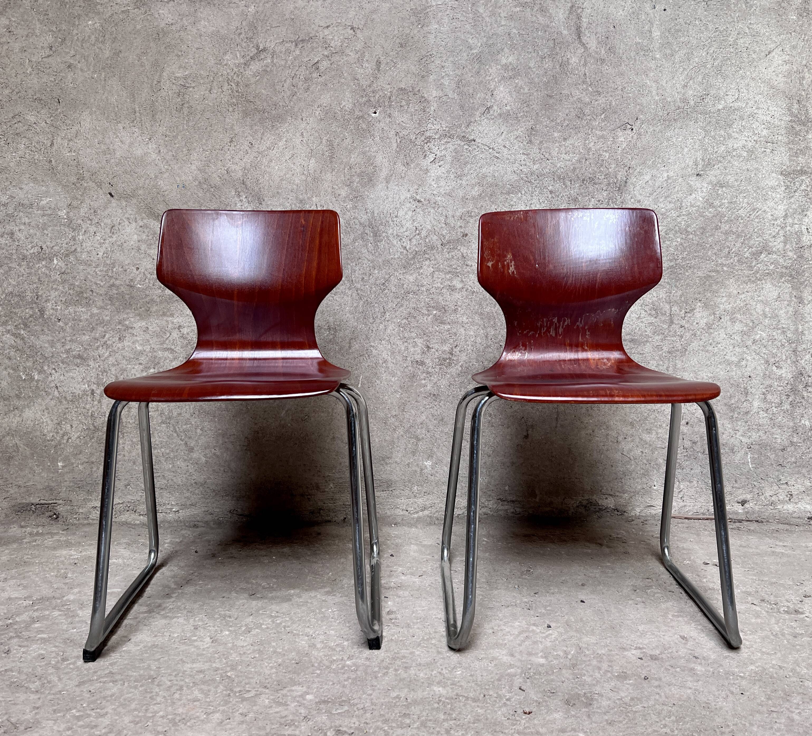 pair of vintage Flötotto chairs in pagwood 1970