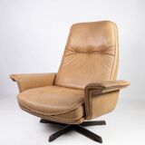 Armchair and stool in 1960s Danish leather and rosewood