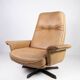 Armchair and stool in 1960s Danish leather and rosewood