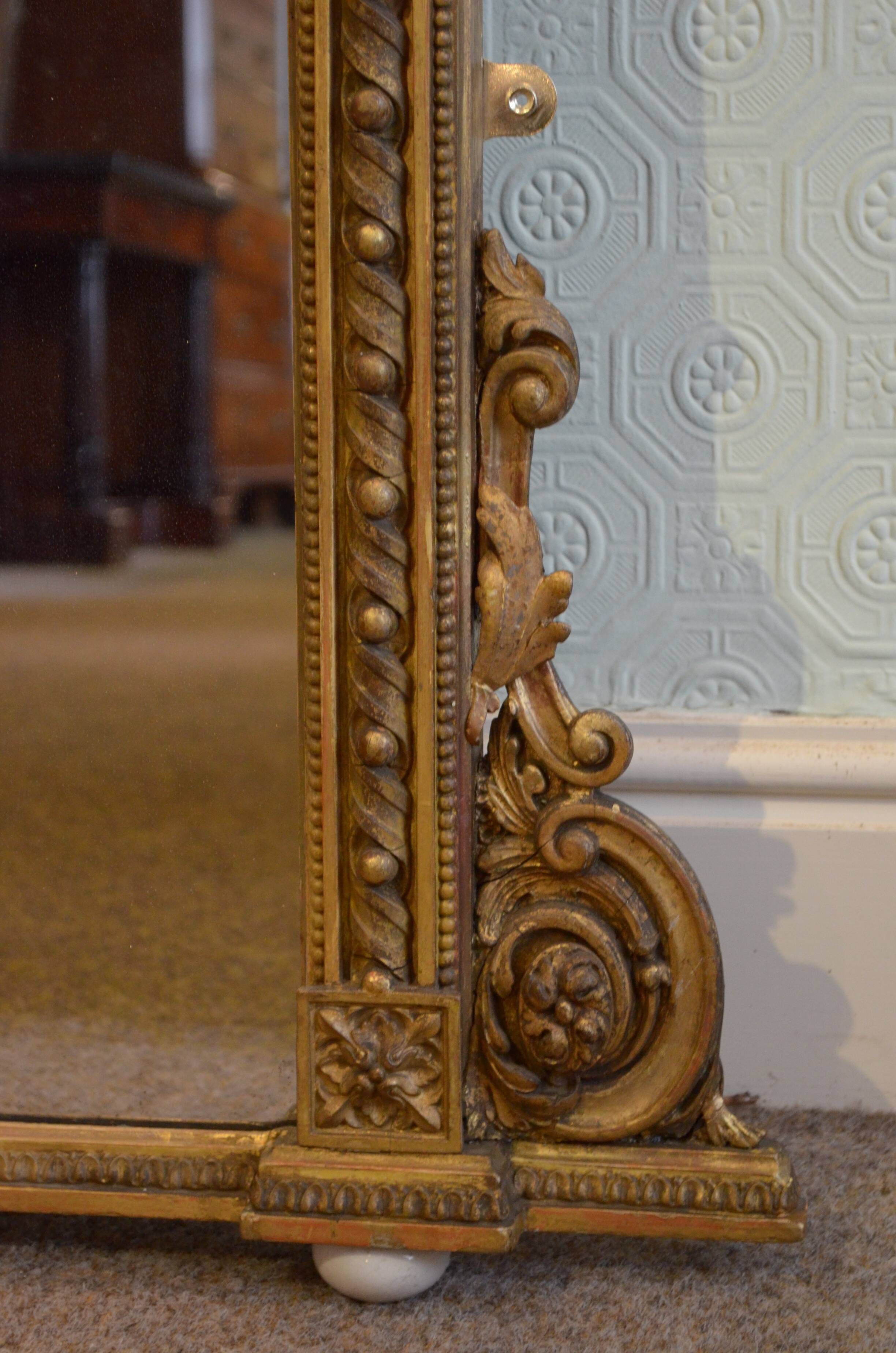 English giltwood overmantle mirror h161cm