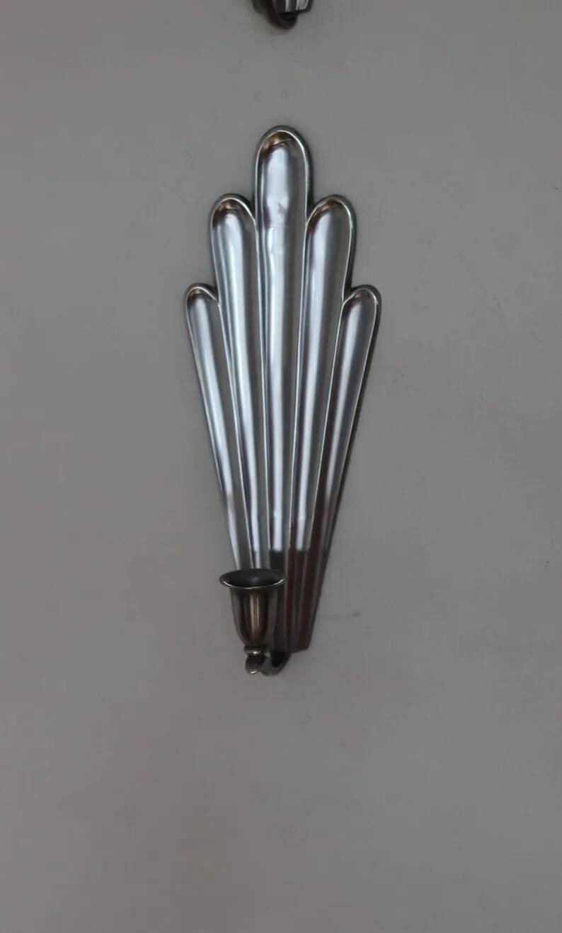 Pair of Swedish Pewter Wall Sconces, 1930s, by C.G. Hallberg, Stockholm