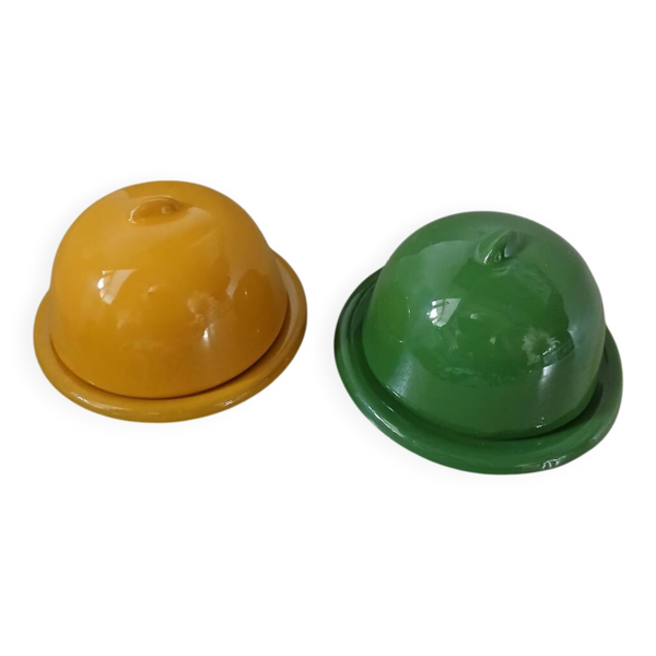2 mini beurriers en céramique