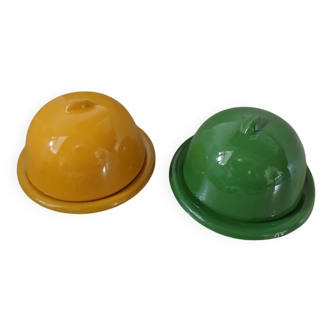 2 mini ceramic butter dishes