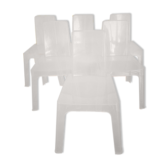 Set de 6 chaises design empilables transparentes