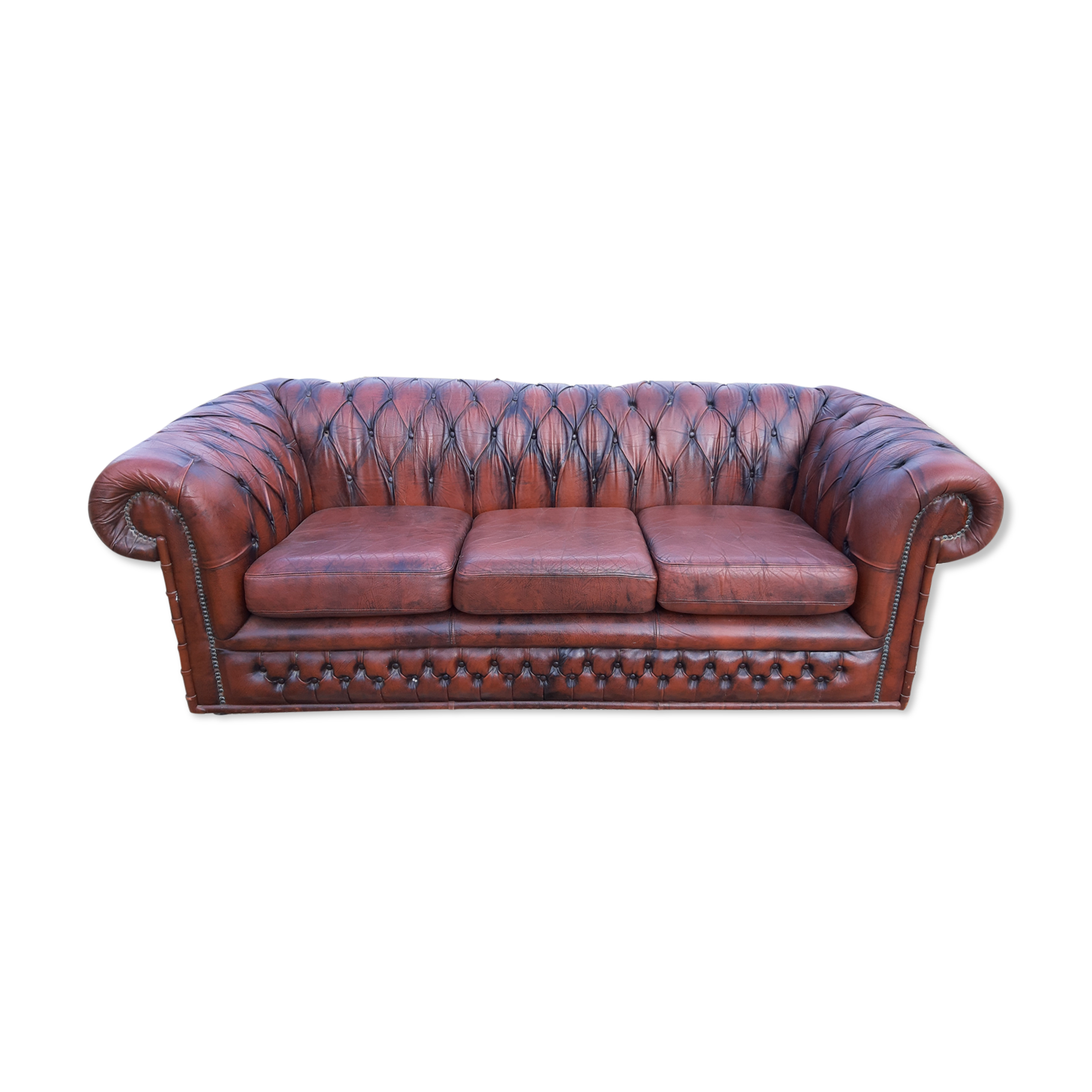 Sofa Chesterfield leather brown
