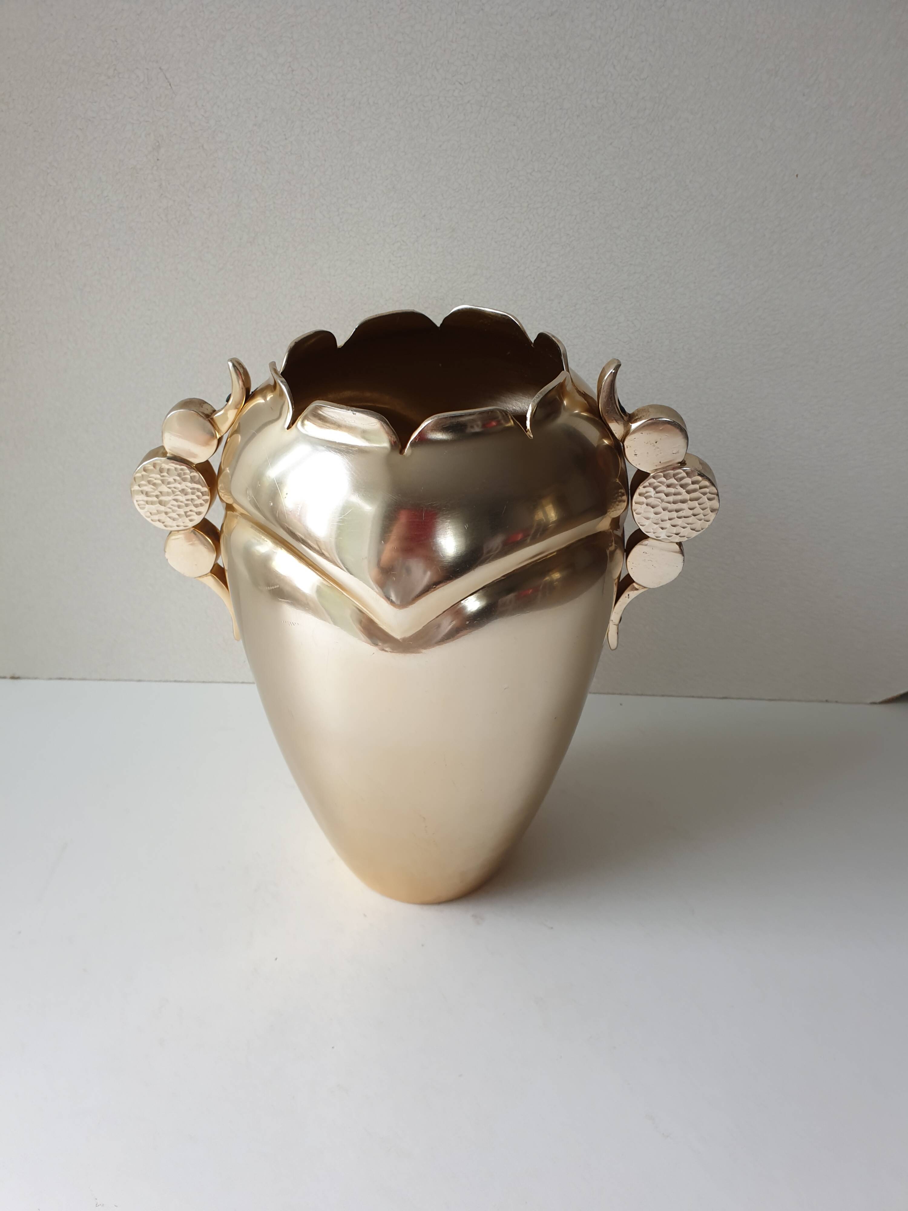 Art deco metal vase signed luxium france